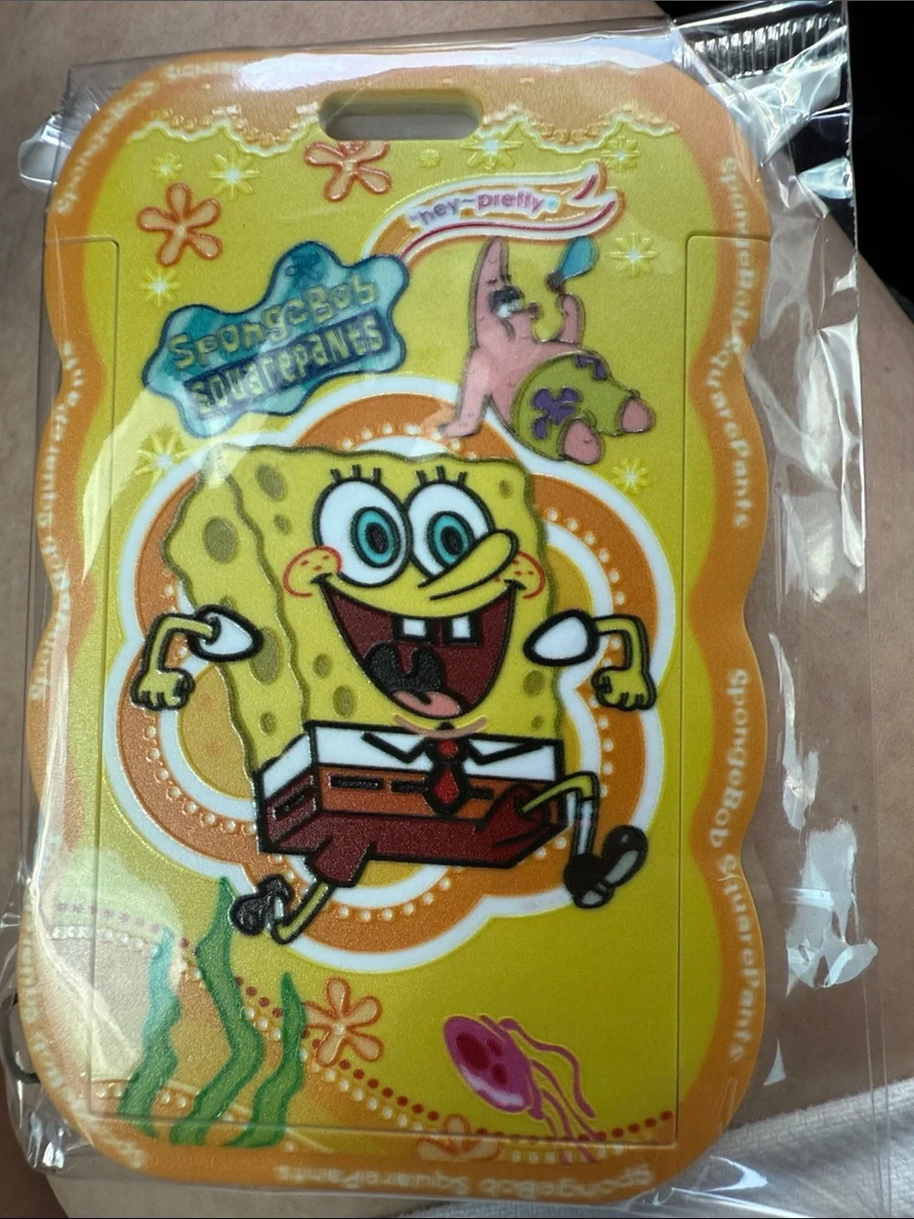 SpongeBob SquarePants Yellow Orange ID Badge Holder with Blue Accents